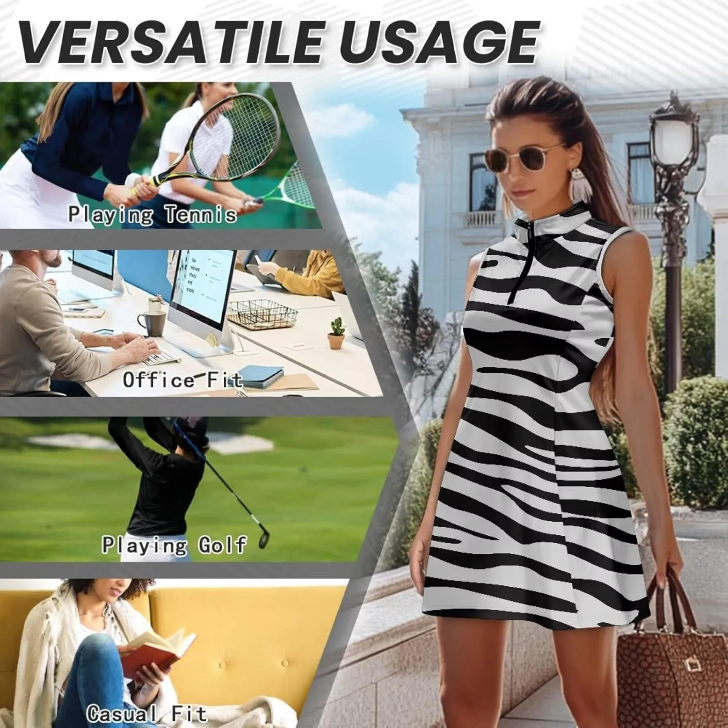 Stretch Golf Women Dress Multi-Sport Skort Dress Yoga Shorts Built-in Ball Pocket Summer Dresses Athletic Dresses
