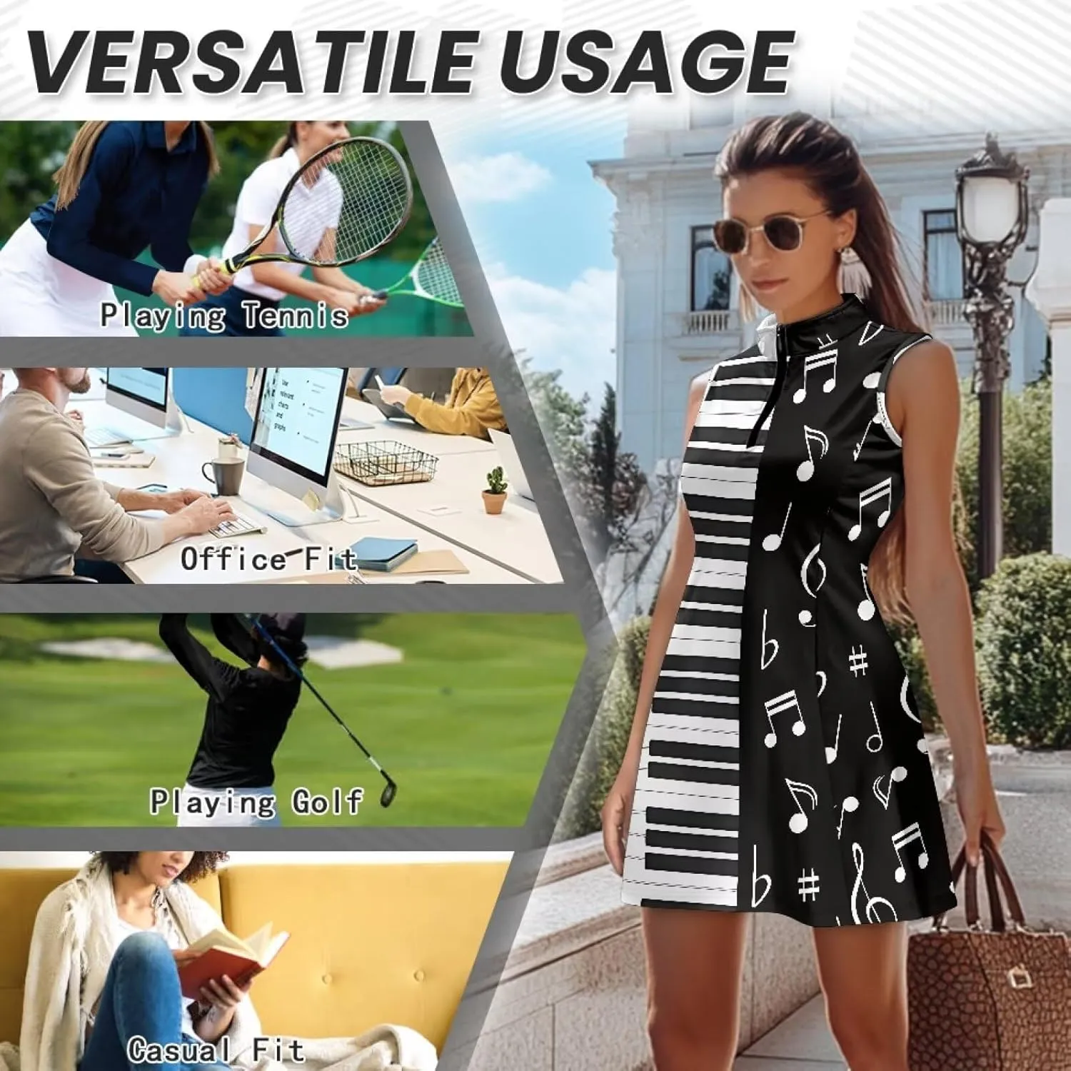 Stretch Golf Women Dress Multi-Sport Skort Dress Yoga Shorts Built-in Ball Pocket Summer Dresses Athletic Dresses