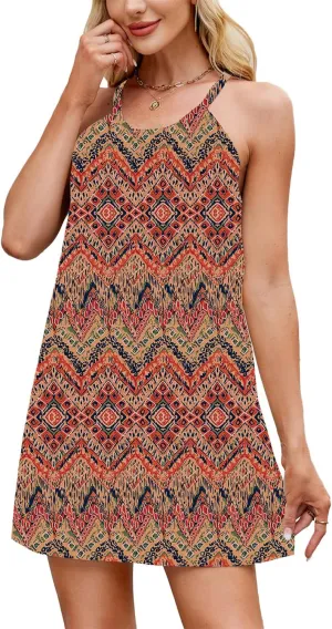 Summer Dresses for Women 2025 Beach Sundresses Sleeveless Casual Loose Tank Dresses Halter Coverup Dress