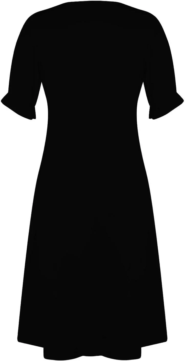 Summer Dresses for Women 2025 Boho Floral V Neck Dress Short Sleeve Irregular Hem Midi Dress