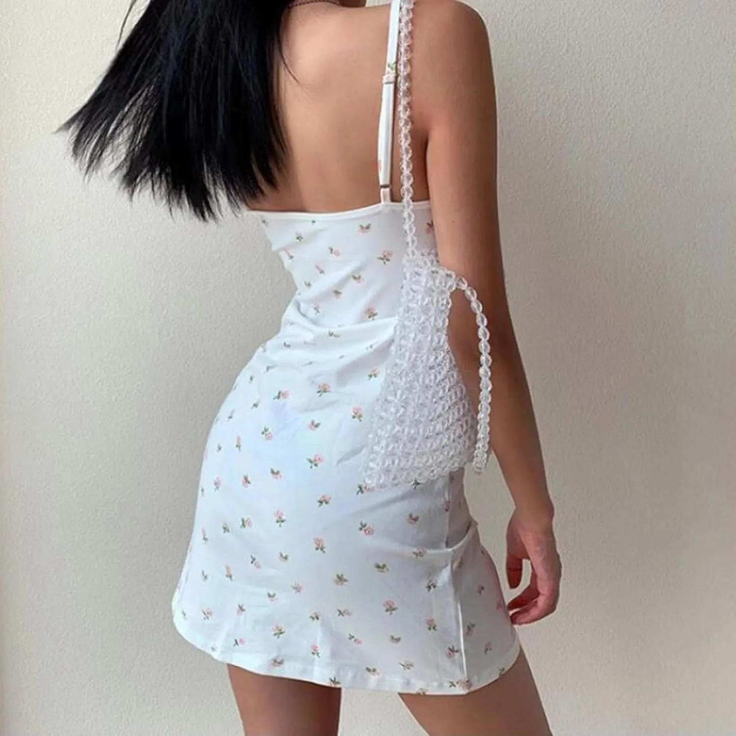 Summer Dresses for Women 2025 Boho Sexy Sleeveless Floral Print Tie Shoulder Cami Mini Dress A Line V-Neck Short Dresses