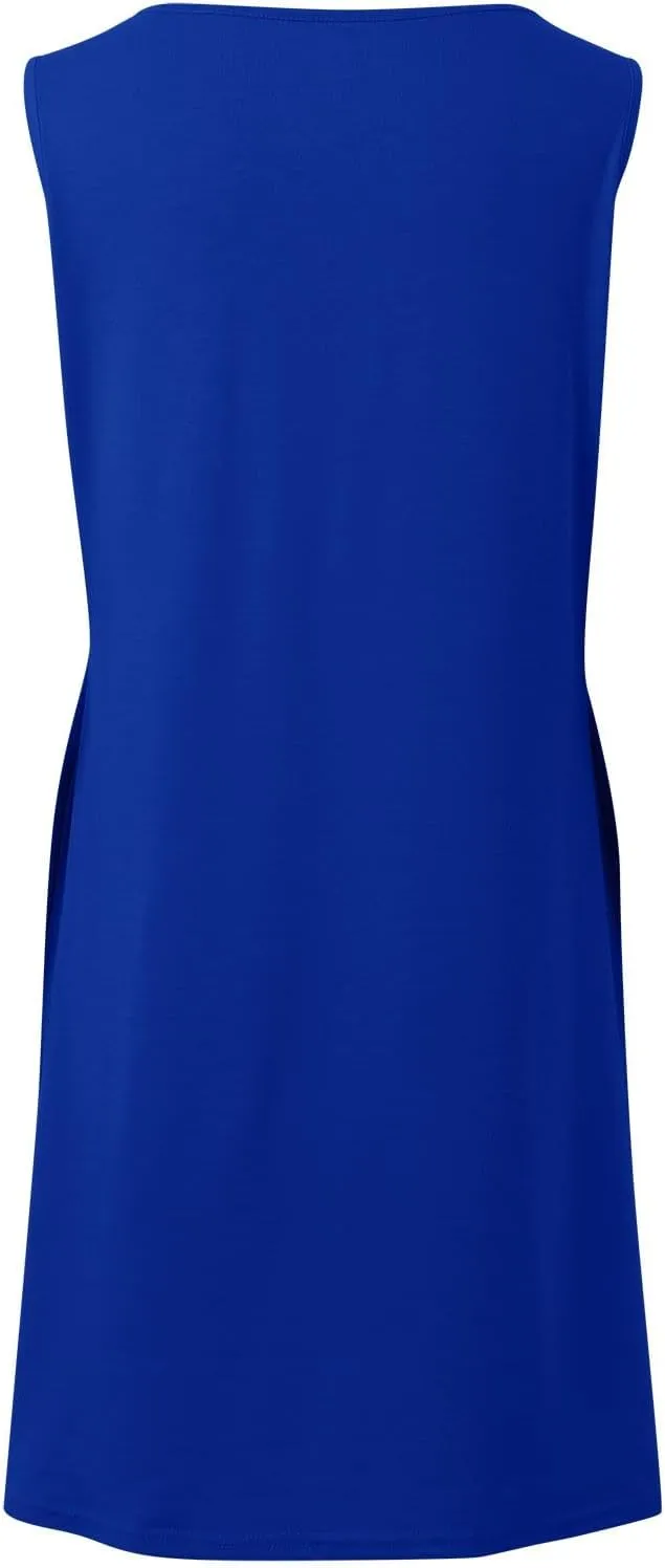 Summer Dresses for Women 2025 Plus Size Casual Crewneck Sleeveless Sundresses with Pockets Boho Beach Coverups Tank Dress