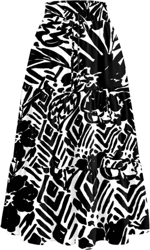 Summer Dresses for Women 2025 Vacation Boho Floral Tiered Maxi Skirt Dressy A Line Drawstring Flowy Ruffle Dresses