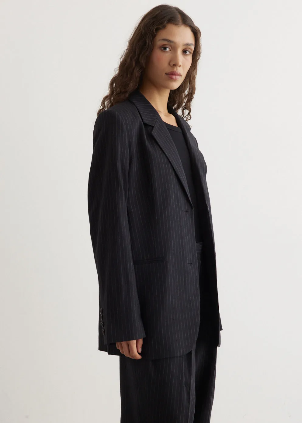 Tailored Pinstriped Suit Jacket