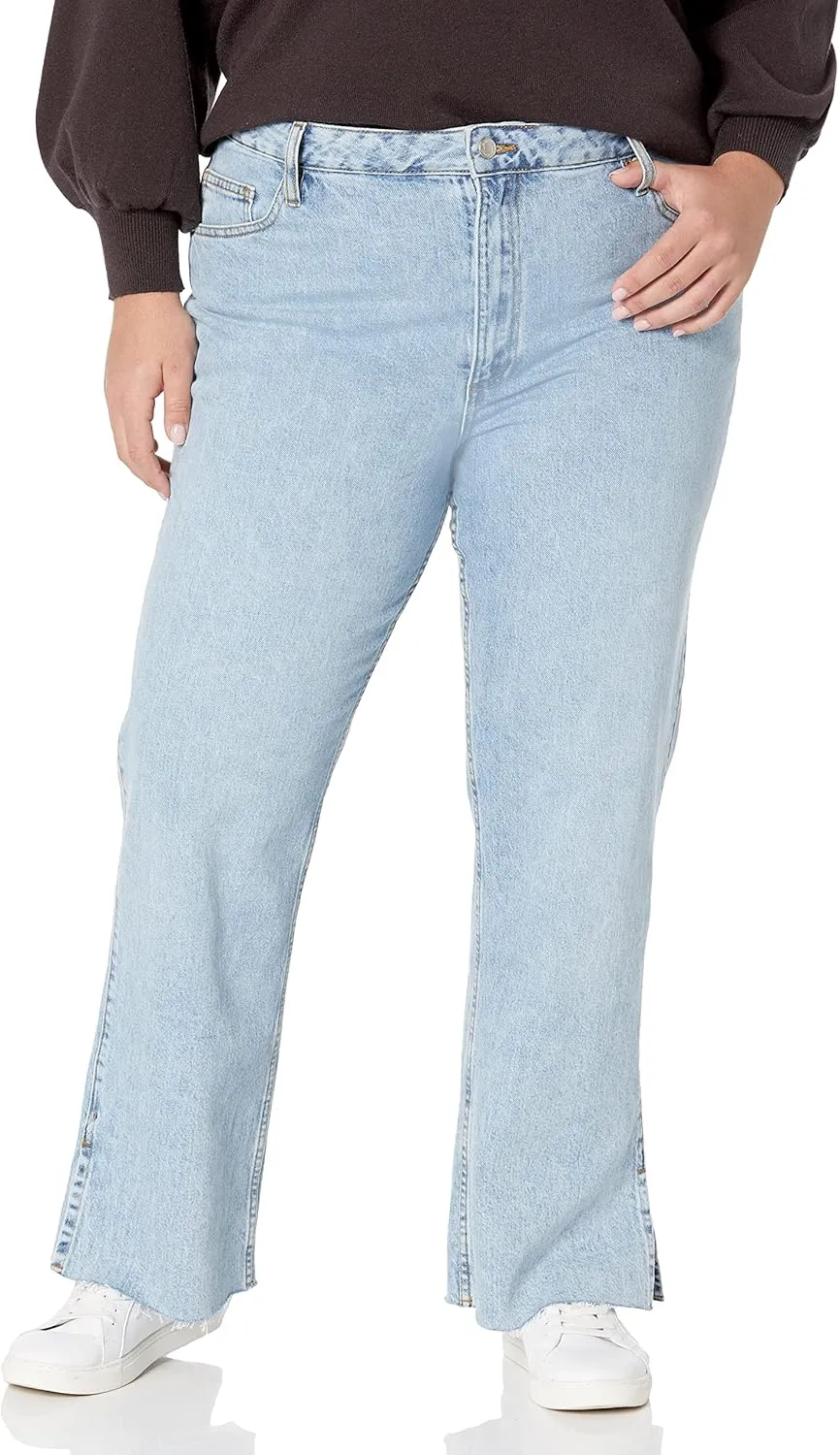 The Drop Women's Ian Mid Rise Relaxed Straight Side Slit Detail