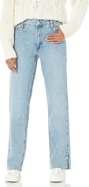 The Drop Women's Ian Mid Rise Relaxed Straight Side Slit Detail