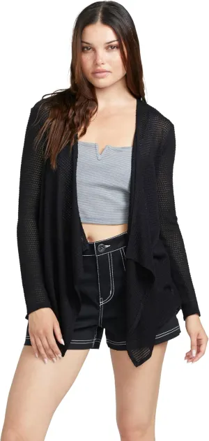 Volcom Women's Go Wrap Open Front Cardigan Sweater (Regular & Plus Size), Black 3, Small