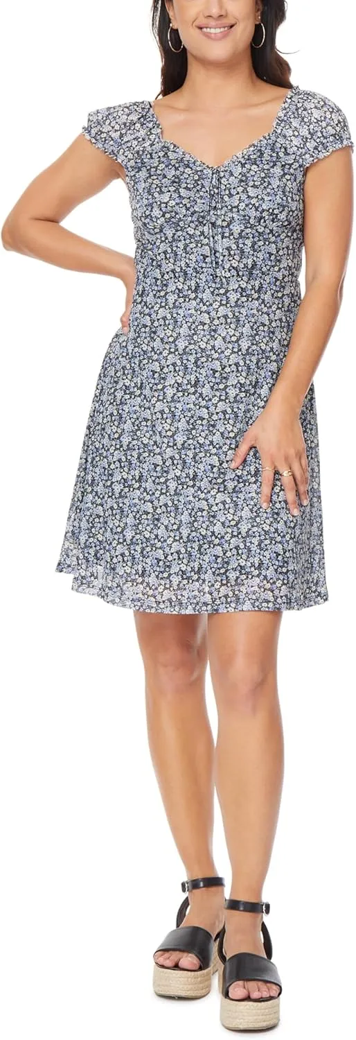 WallFlower Women's Juliet Puff Sleeve Prarie Mini Dress