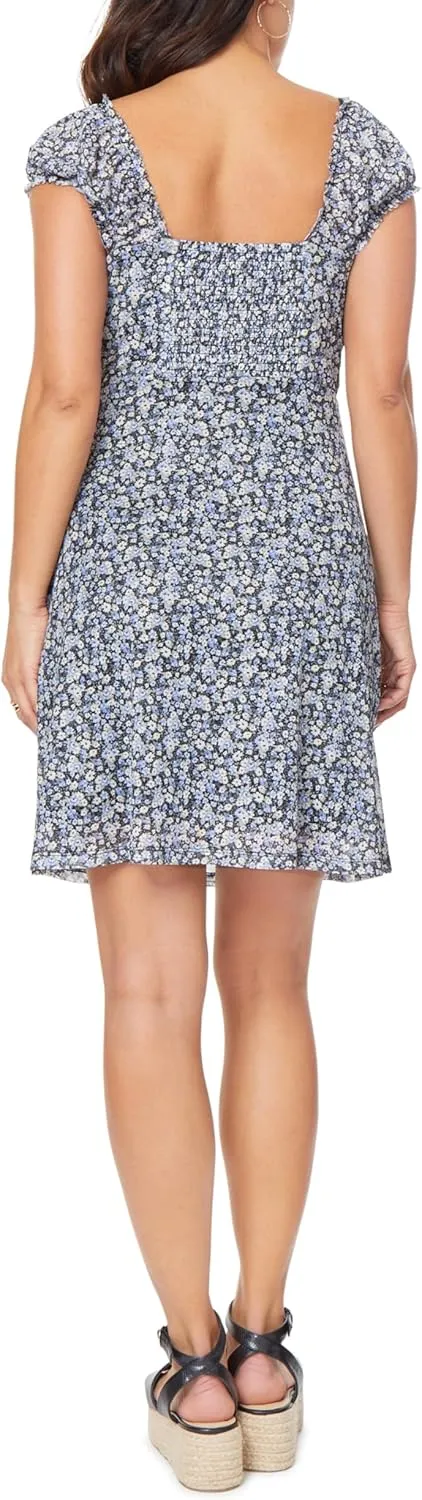 WallFlower Women's Juliet Puff Sleeve Prarie Mini Dress