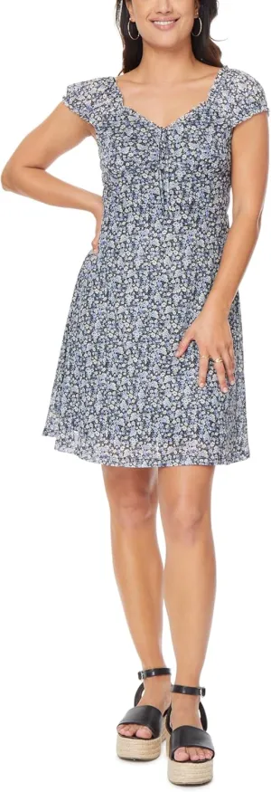 WallFlower Women's Juliet Puff Sleeve Prarie Mini Dress