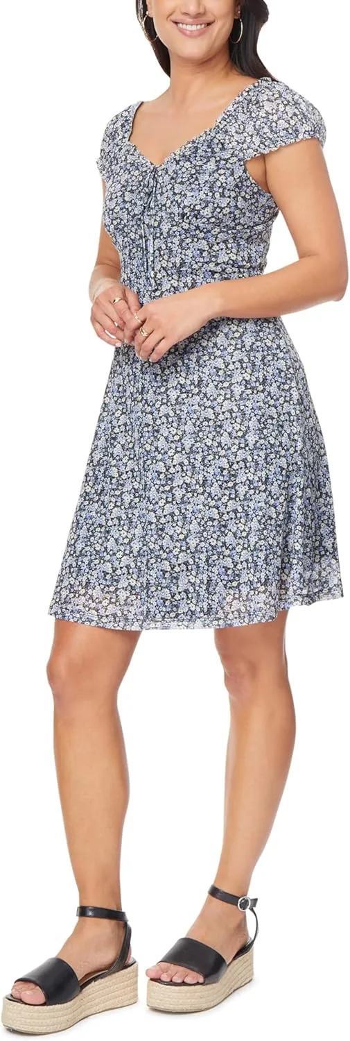 WallFlower Women's Juliet Puff Sleeve Prarie Mini Dress