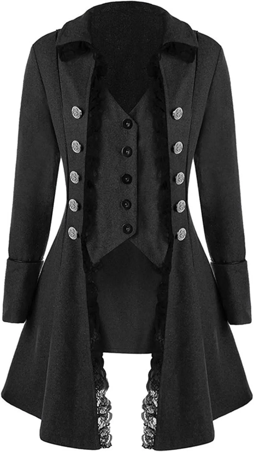 Women German Trench Coat Renaissance Steampunk Lightweight Jacket Lace Victorian Medieval Coat Halloween Costume