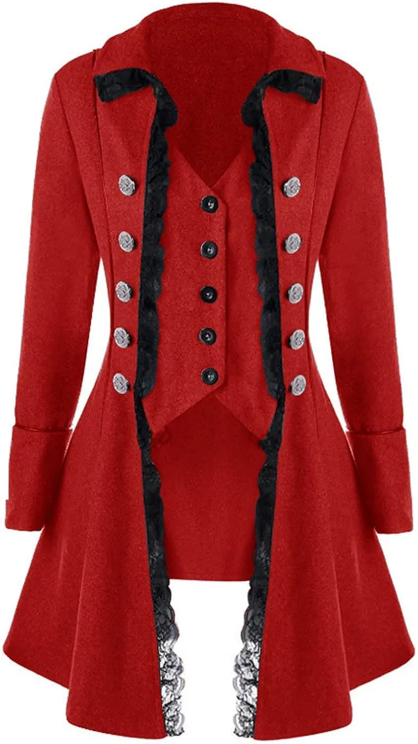 Women German Trench Coat Renaissance Steampunk Lightweight Jacket Lace Victorian Medieval Coat Halloween Costume