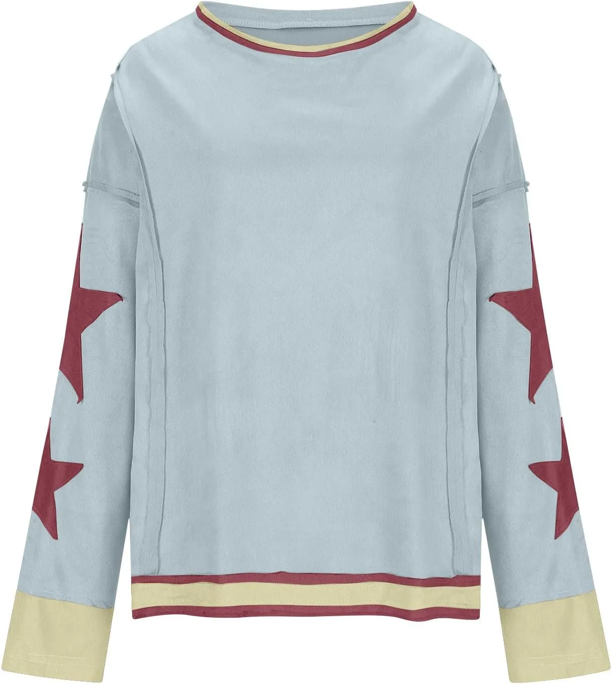 Women Oversize Sweatshirts Crewneck Long Sleeve Star Print Casual Loose Pullover Fall Fashion 2024 Clothes Tops
