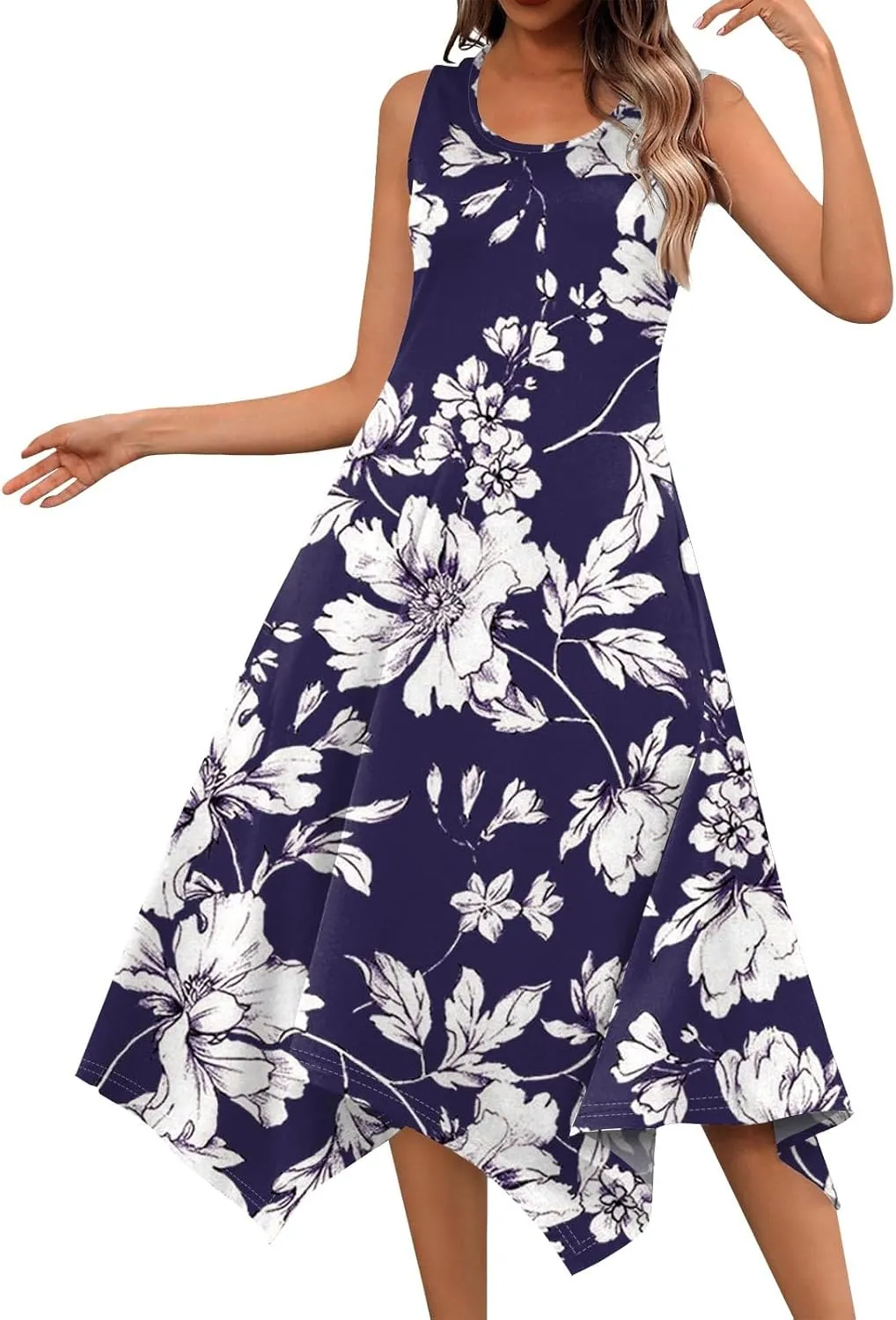 Womens Dresses Dresses for Women 2025 Elegant Swing Floral Print Cotton Spring Summer Sundress Maxi