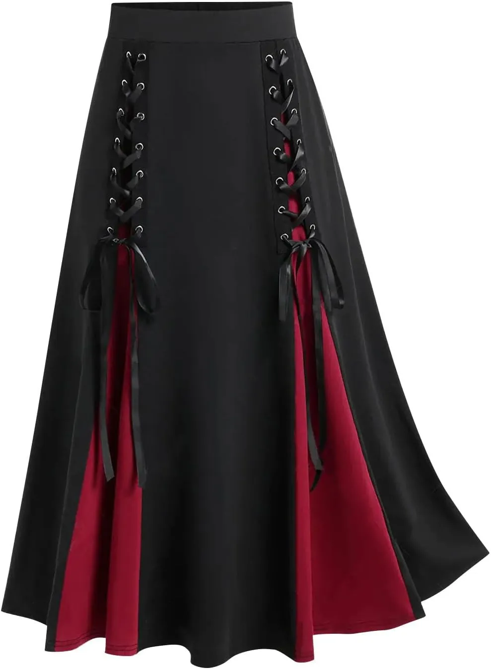 Women's High Waisted Renaissance Skirts Lace Up Medieval Maxi Skirts Long Skirts Halloween Vintage Victorian Skirts