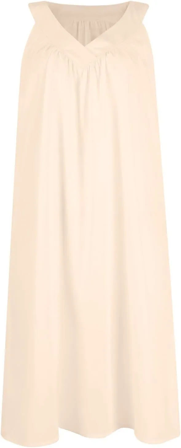 Women's Midi Dresses Sundresses Casual Loose Trendy Sleeveless V-Neck Solid Color Lightweight Dress, S-3XL