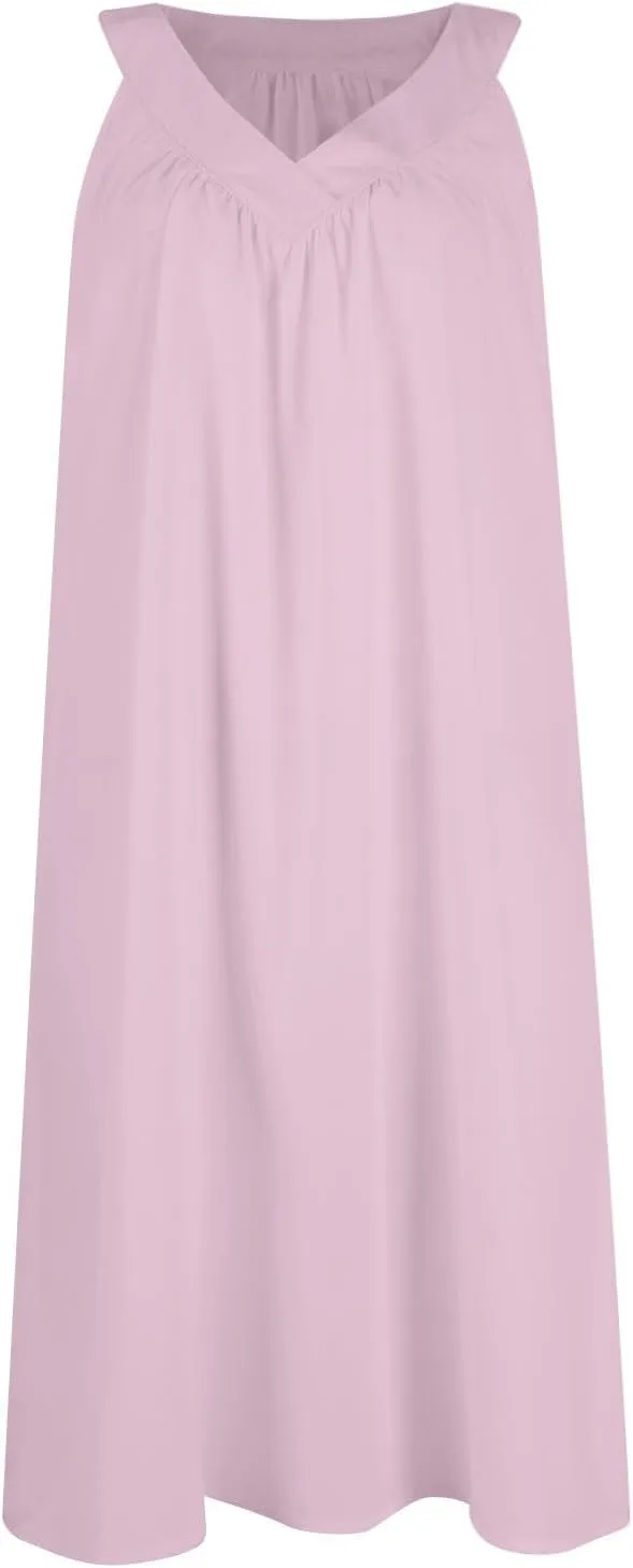 Women's Midi Dresses Sundresses Casual Loose Trendy Sleeveless V-Neck Solid Color Lightweight Dress, S-3XL