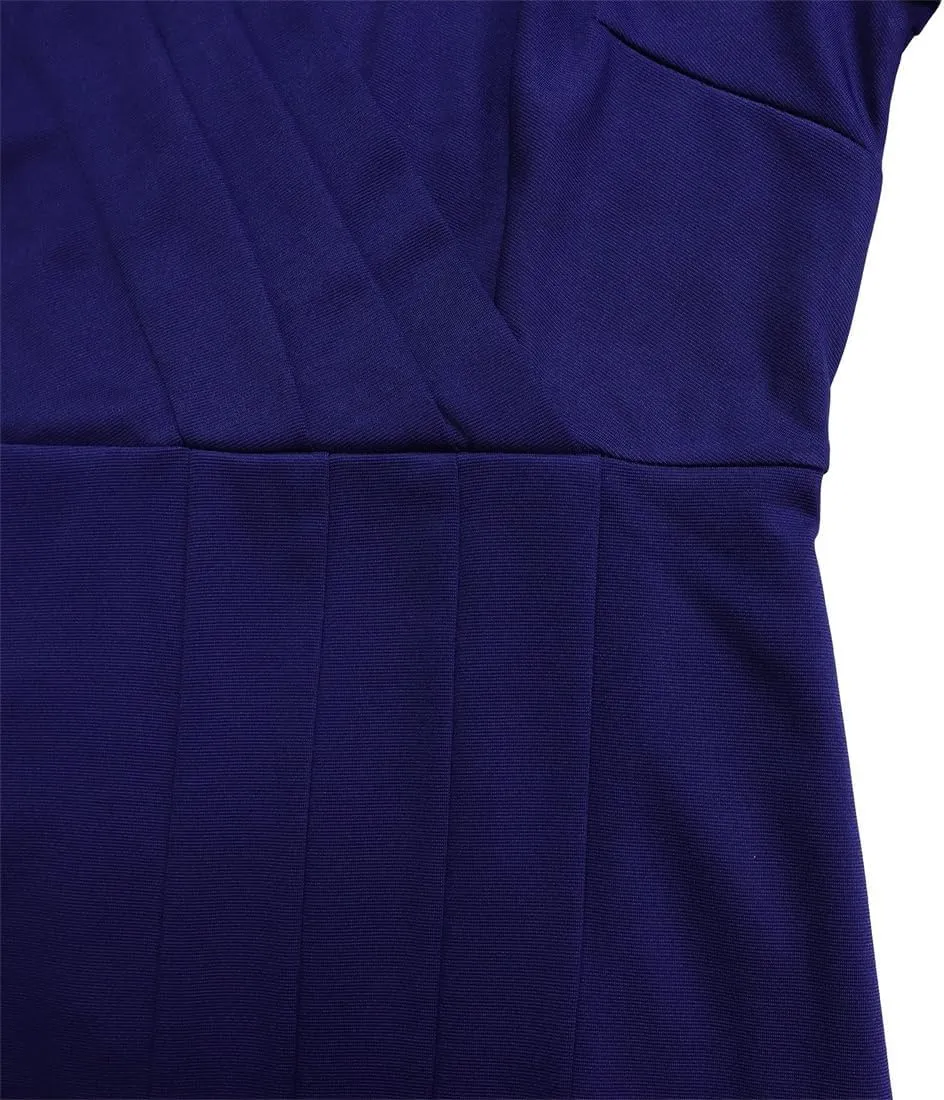 Women's Peplum Bodycon Dress Sexy V Neck Half Sleeve Office Work Midi Pencil Dress Ruched Summer Dresses