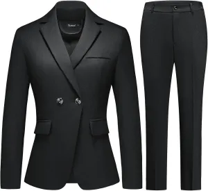 Women's Plaid Suit 2 Piece Set Work Dresses Blazer Pants Suiting for Women Office Outfits