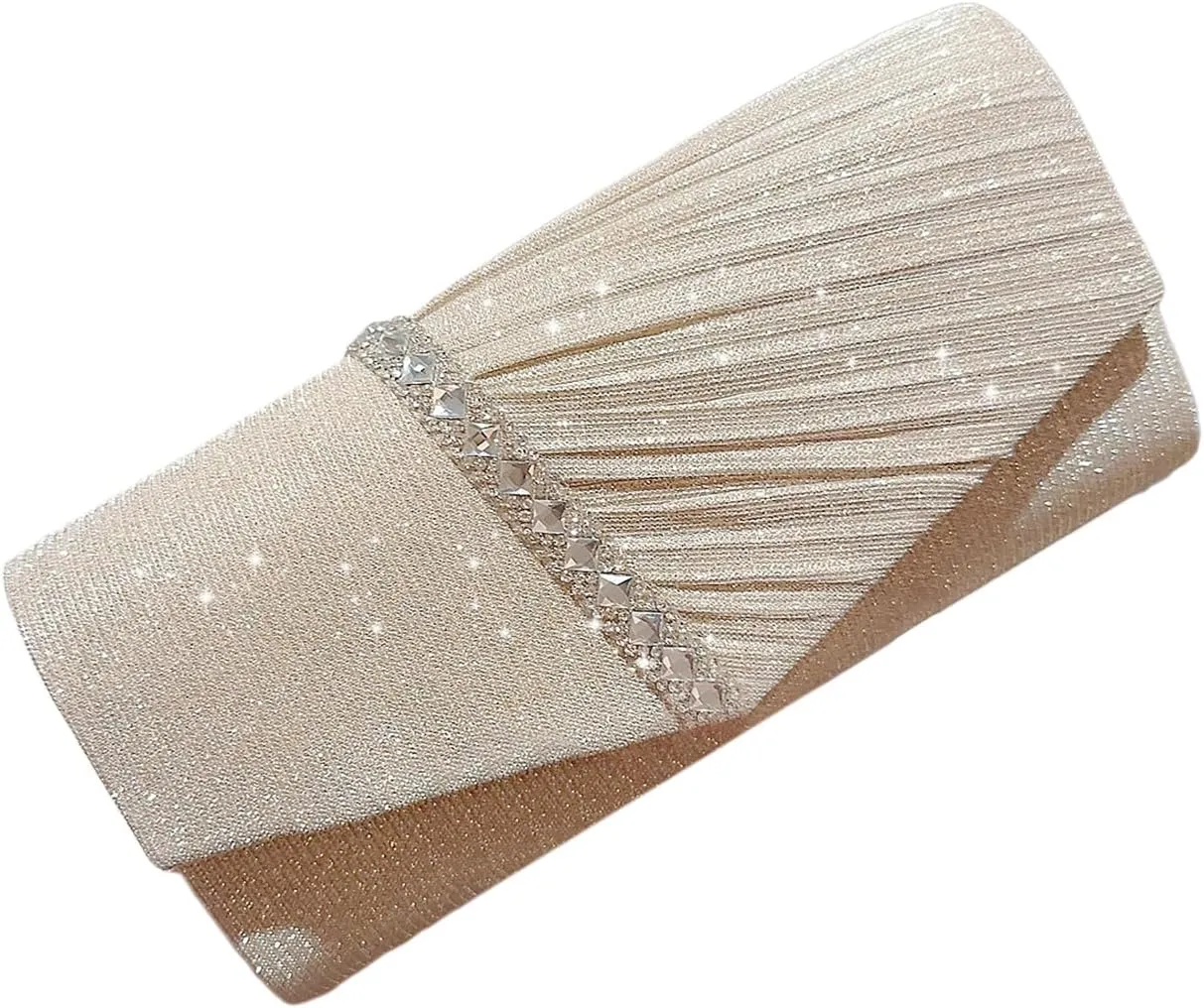 Women's Rhinestone Evening Bag Purse Glitter Clutch Crystal Pearl Party Handbag with Chain