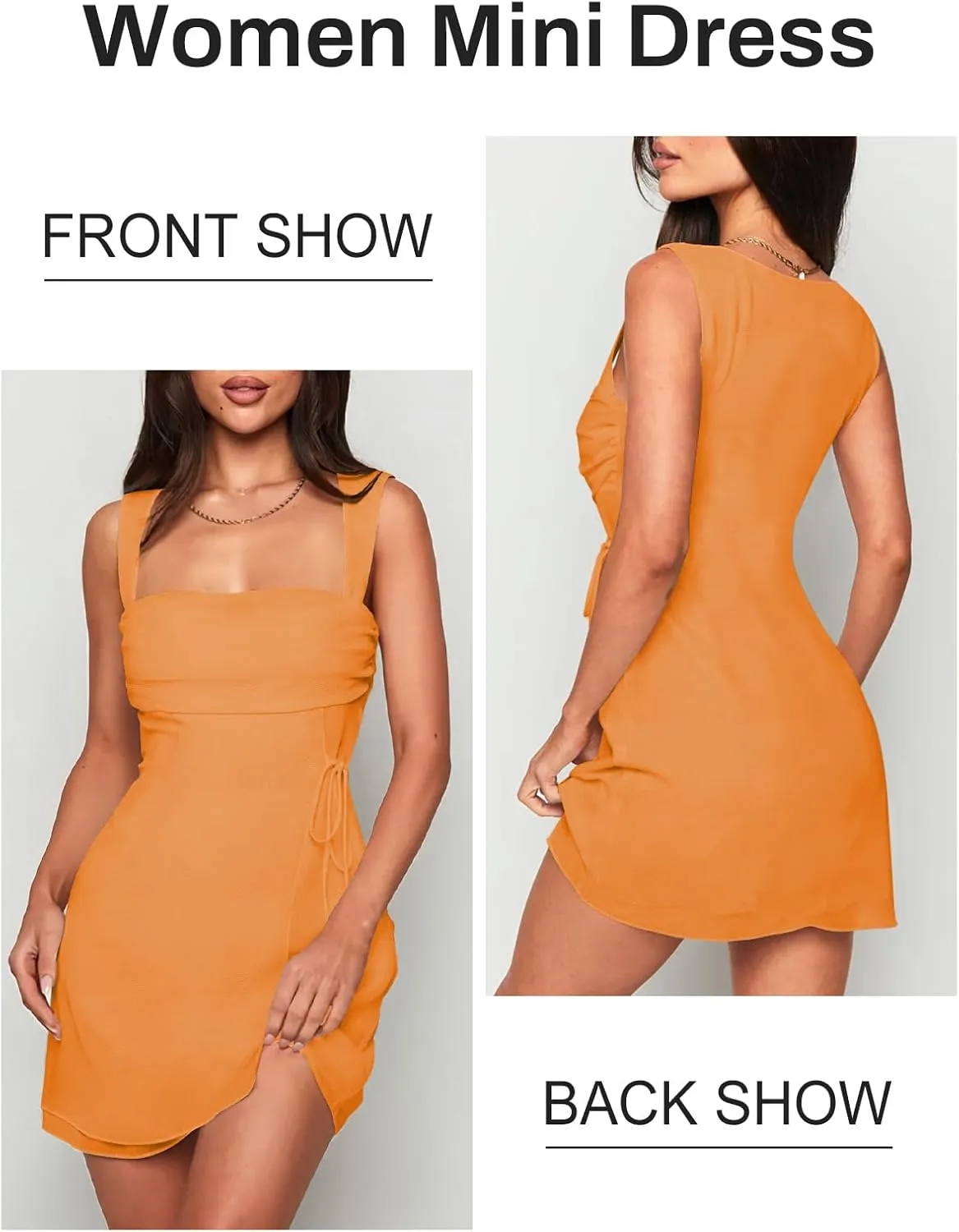 Women's Sexy Ruched Mesh Midi Short Dresses for Women Square Neck Fitted Elegant Club Party Cocktail Dress