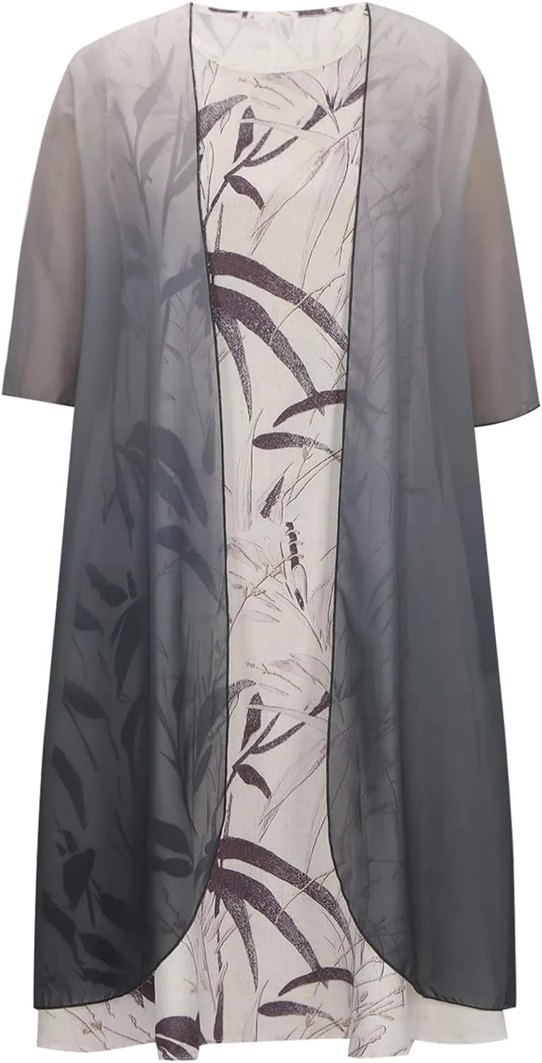 Womens Summer Dresses Cardigan Lightweight Dress Elegant Gauze Casual Dressy Clothes Plus Size Formal Long Sundress