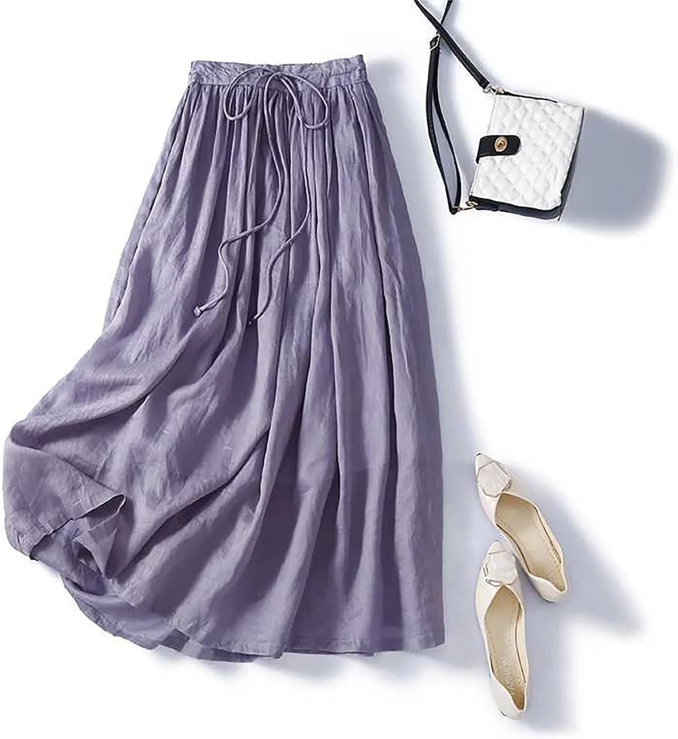 Women's Summer Skirts Elastic Waist Maxi Skirt 2025 Resort Wear Lightweight Pleated Half Dress Trendy Clothes