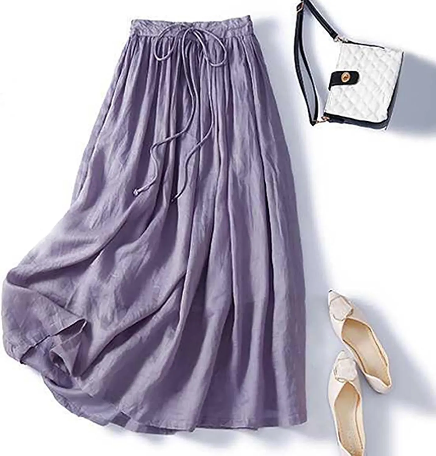 Women's Summer Skirts Elastic Waist Maxi Skirt 2025 Resort Wear Lightweight Pleated Half Dress Trendy Clothes