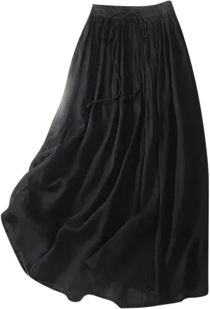 Women's Summer Skirts Elastic Waist Maxi Skirt 2025 Resort Wear Lightweight Pleated Half Dress Trendy Clothes