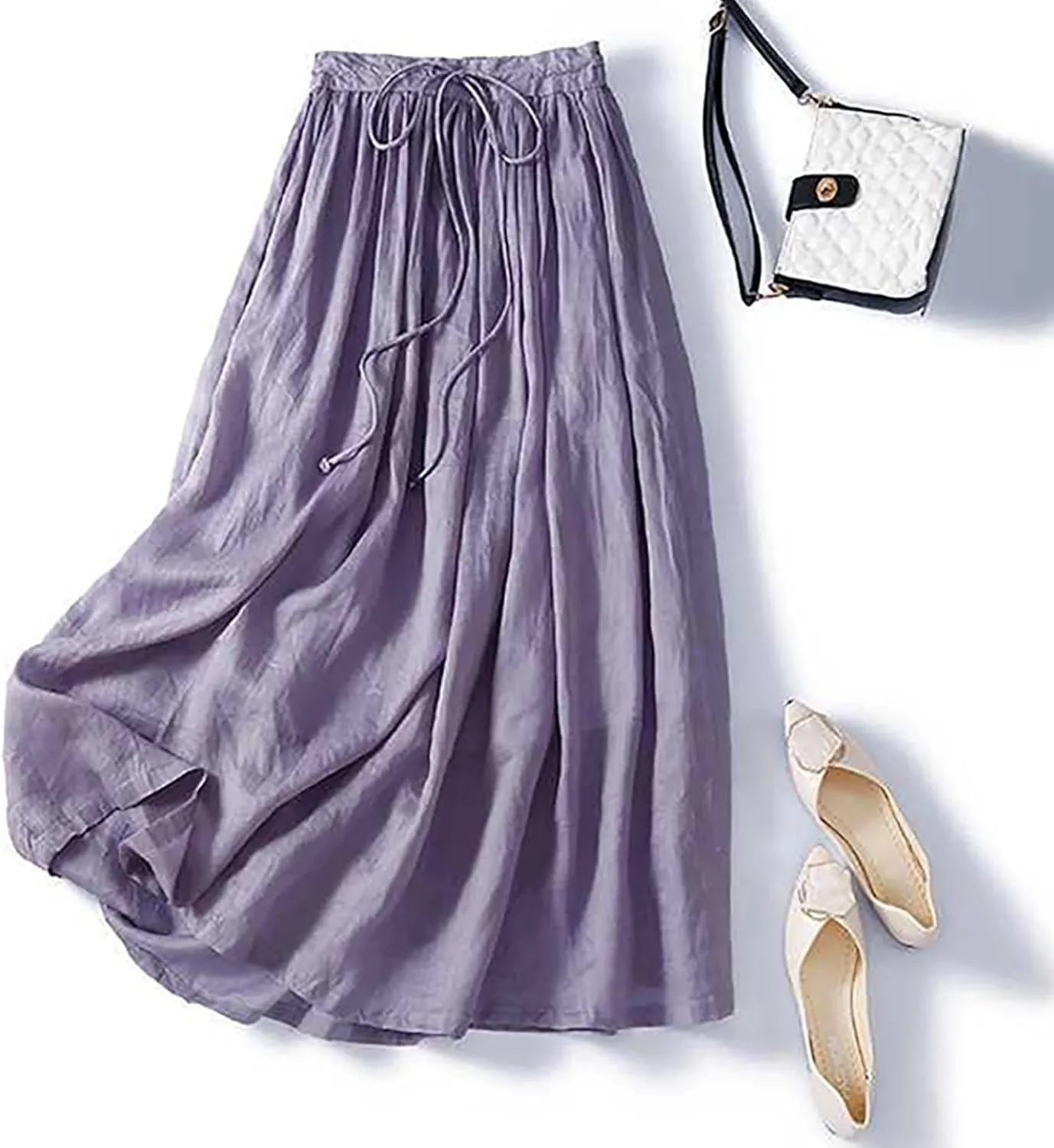 Women's Summer Skirts Elastic Waist Maxi Skirt 2025 Resort Wear Lightweight Pleated Half Dress Trendy Clothes