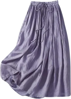 Women's Summer Skirts Elastic Waist Maxi Skirt 2025 Resort Wear Lightweight Pleated Half Dress Trendy Clothes