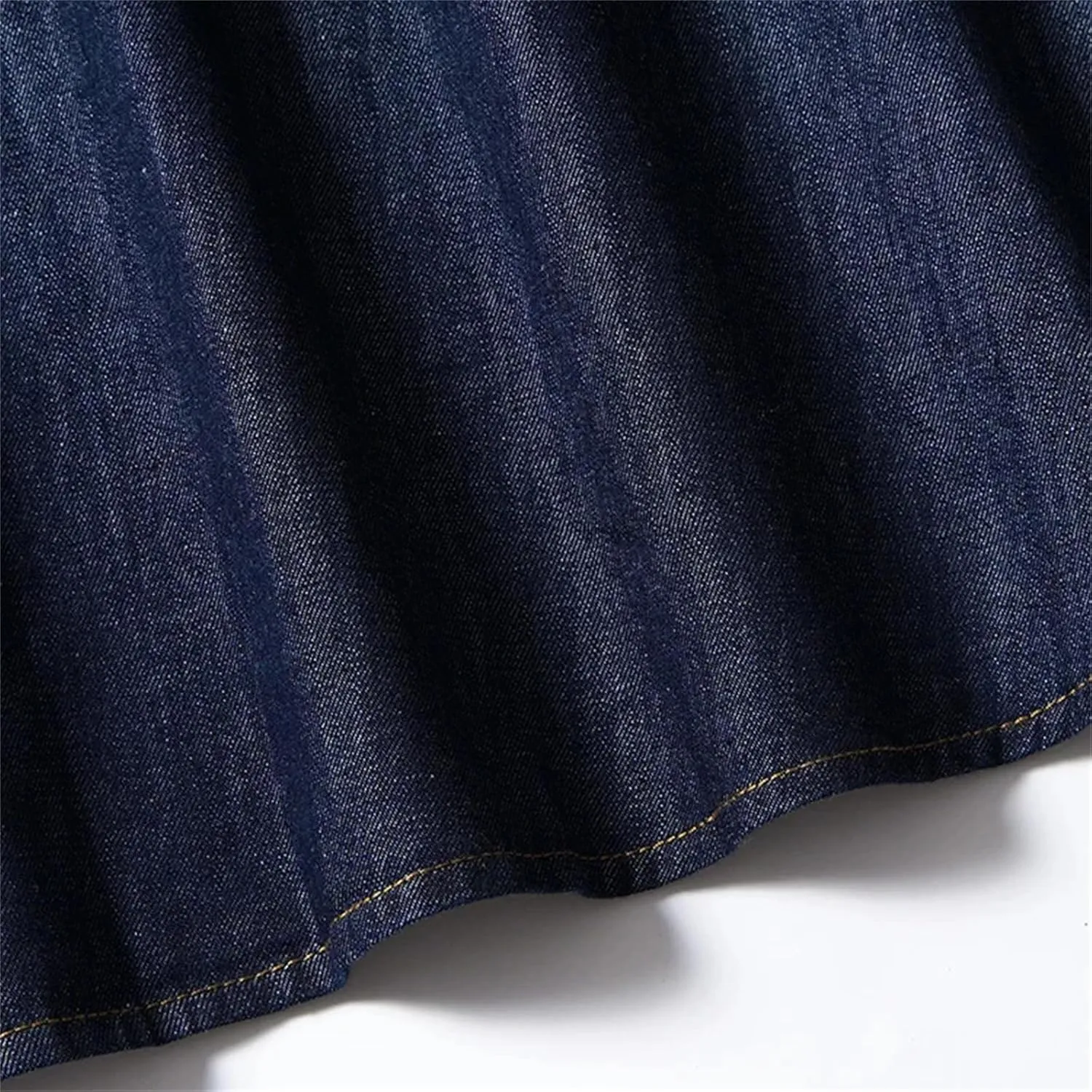 Women's Vintage High Waist A-Line Denim Midi Skirt - Pleated Lightweight for Casual Daily