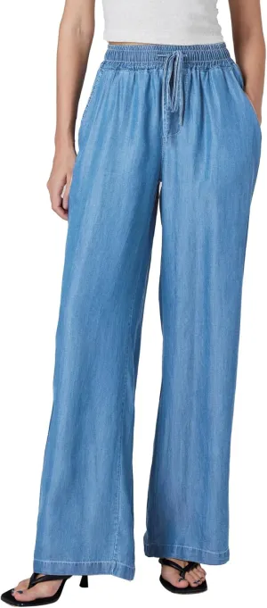 Womens Wide Leg High Rise Jeans Elastic Waist with Drawstring (29/31")