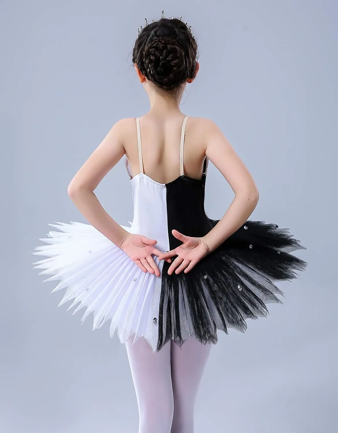 ZX Girl's Ballet Swan Lake Tutu Costume Professional Camisole Skirted Leotard Ballerina Dancewear Fairy Princess Dress
