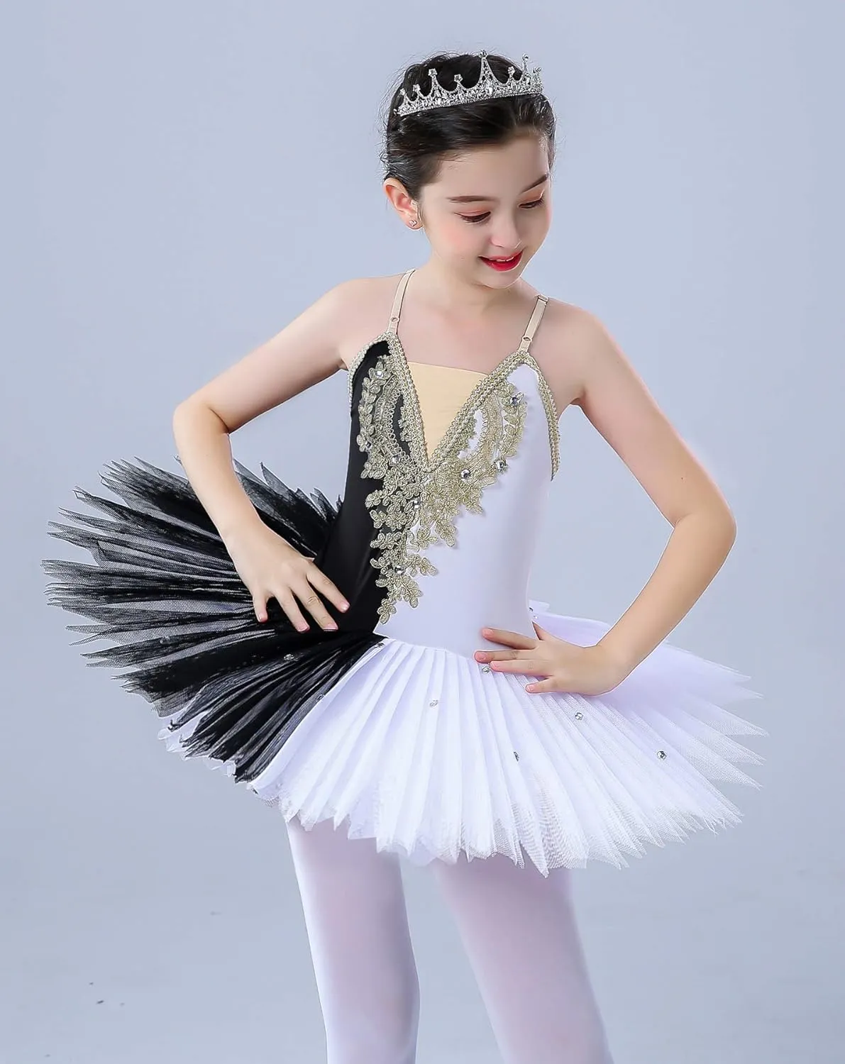 ZX Girl's Ballet Swan Lake Tutu Costume Professional Camisole Skirted Leotard Ballerina Dancewear Fairy Princess Dress