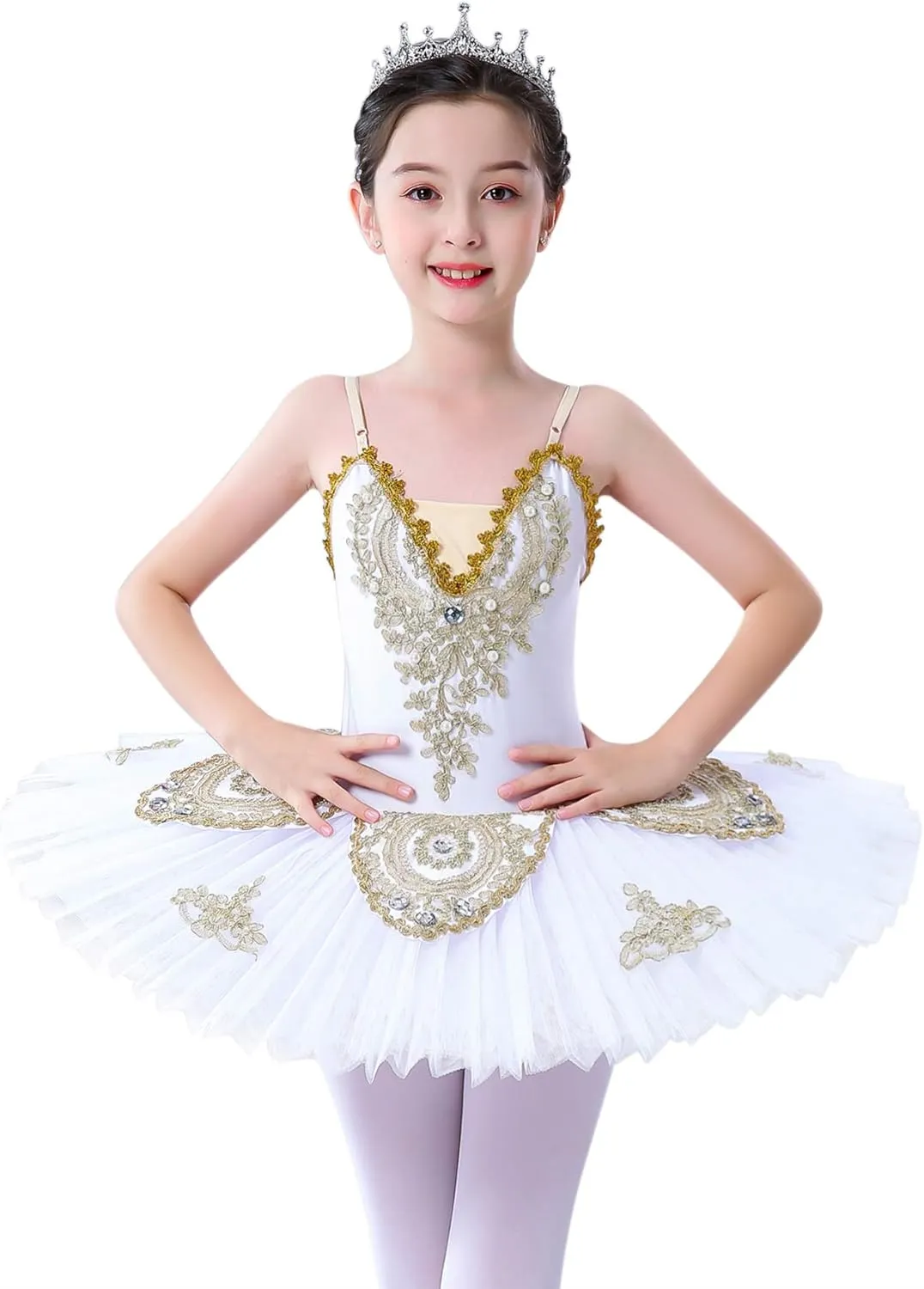 ZX Girl's Ballet Swan Lake Tutu Costume Professional Camisole Skirted Leotard Ballerina Dancewear Fairy Princess Dress