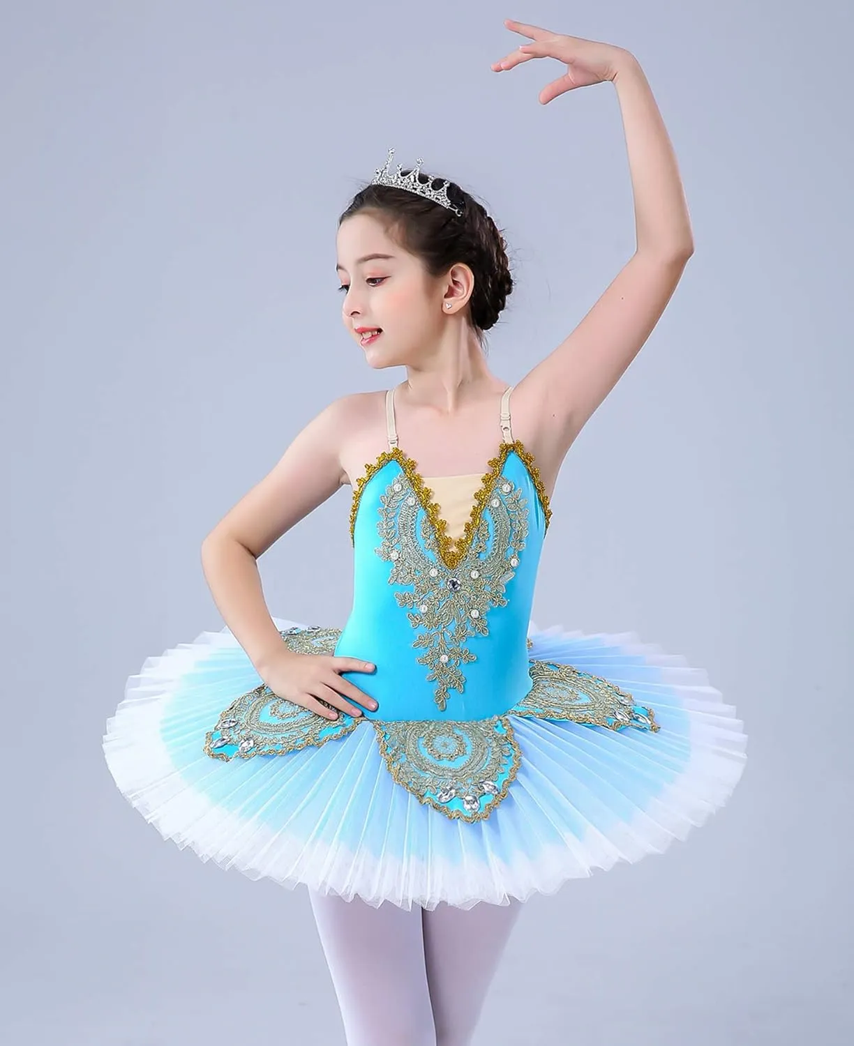 ZX Girl's Ballet Swan Lake Tutu Costume Professional Camisole Skirted Leotard Ballerina Dancewear Fairy Princess Dress