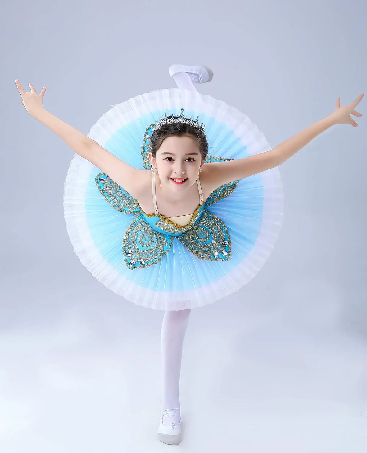 ZX Girl's Ballet Swan Lake Tutu Costume Professional Camisole Skirted Leotard Ballerina Dancewear Fairy Princess Dress
