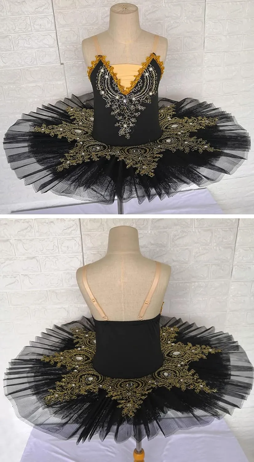 ZX Girl's Ballet Swan Lake Tutu Costume Professional Camisole Skirted Leotard Ballerina Dancewear Fairy Princess Dress