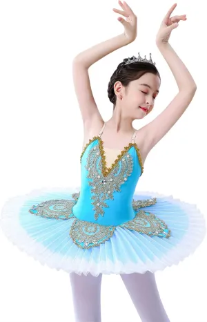 ZX Girl's Ballet Swan Lake Tutu Costume Professional Camisole Skirted Leotard Ballerina Dancewear Fairy Princess Dress