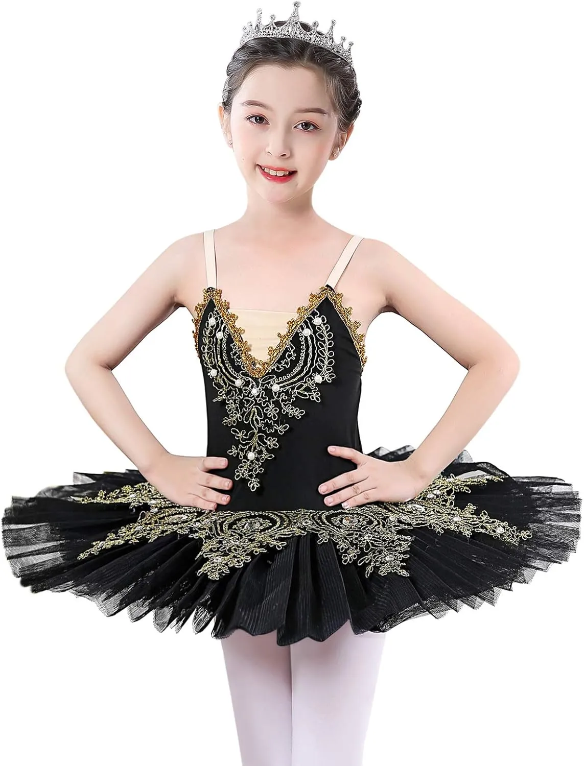 ZX Girl's Ballet Swan Lake Tutu Costume Professional Camisole Skirted Leotard Ballerina Dancewear Fairy Princess Dress