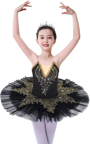ZX Girl's Ballet Swan Lake Tutu Costume Professional Camisole Skirted Leotard Ballerina Dancewear Fairy Princess Dress