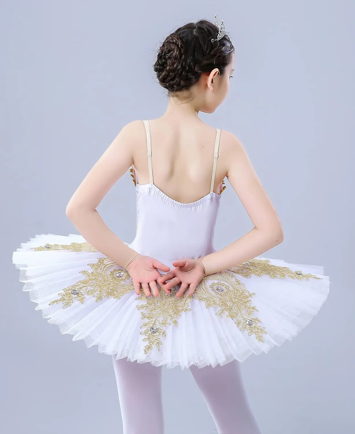 ZX Girl's Ballet Swan Lake Tutu Costume Professional Camisole Skirted Leotard Ballerina Dancewear Fairy Princess Dress