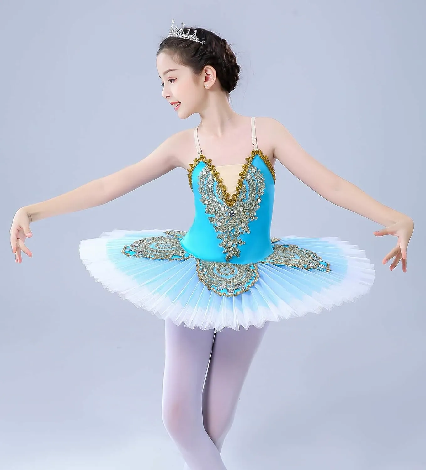 ZX Girl's Ballet Swan Lake Tutu Costume Professional Camisole Skirted Leotard Ballerina Dancewear Fairy Princess Dress