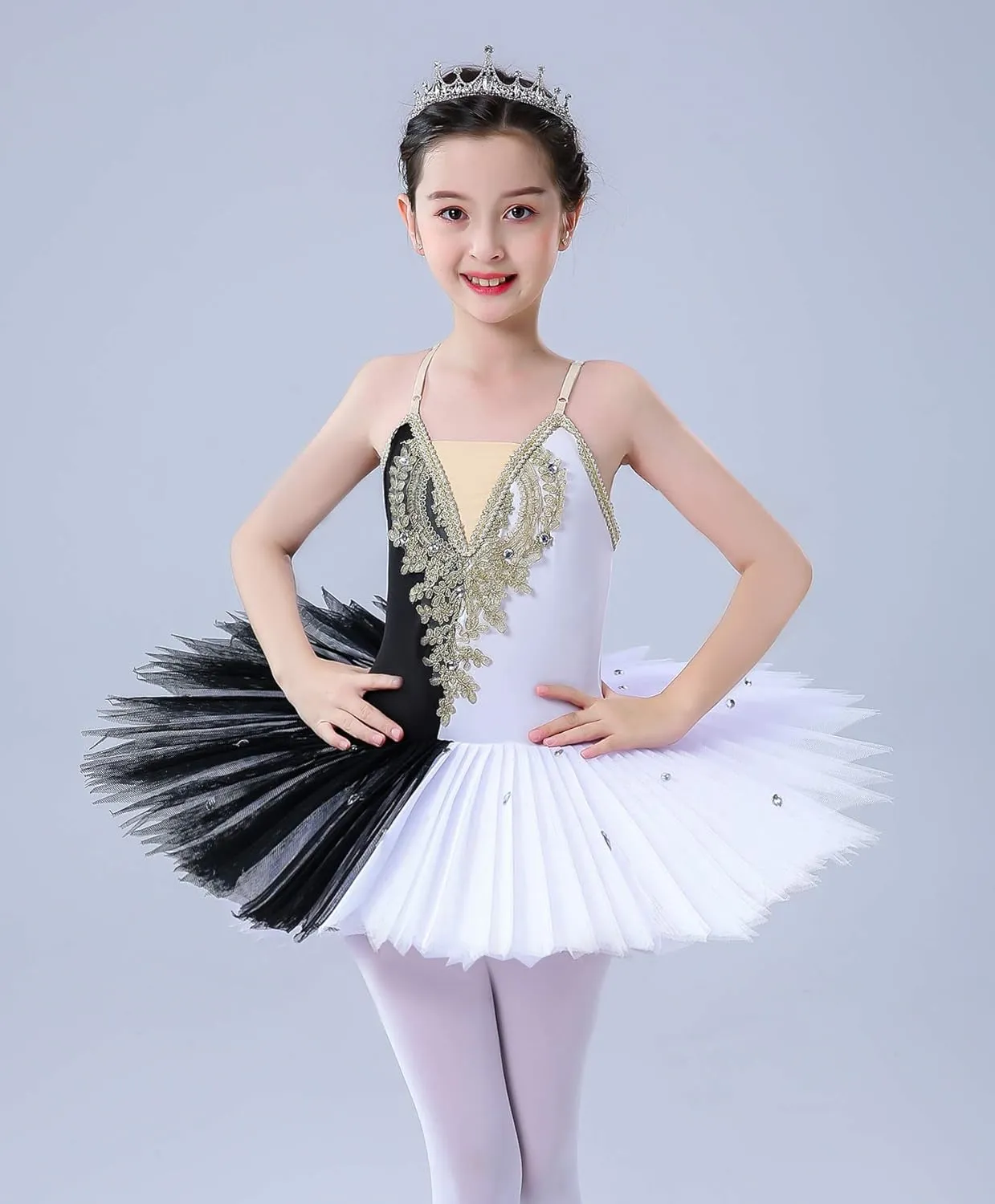 ZX Girl's Ballet Swan Lake Tutu Costume Professional Camisole Skirted Leotard Ballerina Dancewear Fairy Princess Dress