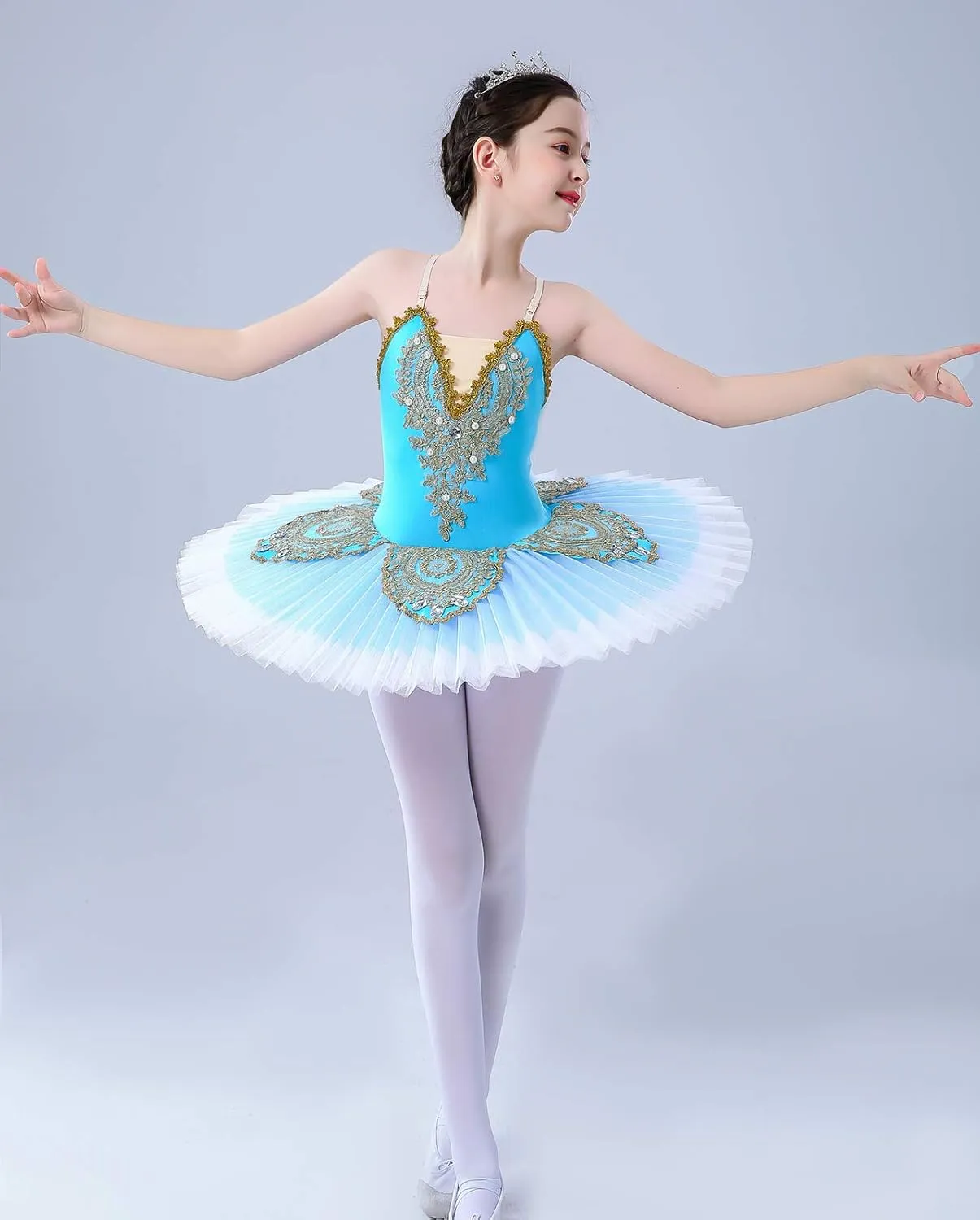 ZX Girl's Ballet Swan Lake Tutu Costume Professional Camisole Skirted Leotard Ballerina Dancewear Fairy Princess Dress