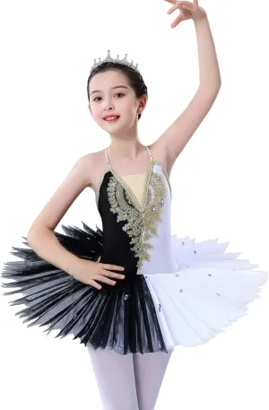 ZX Girl's Ballet Swan Lake Tutu Costume Professional Camisole Skirted Leotard Ballerina Dancewear Fairy Princess Dress