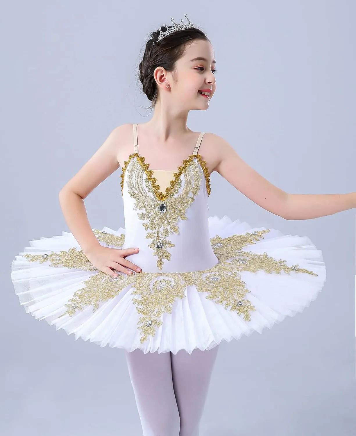 ZX Girl's Ballet Swan Lake Tutu Costume Professional Camisole Skirted Leotard Ballerina Dancewear Fairy Princess Dress