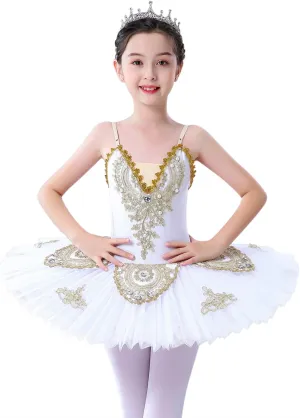 ZX Girl's Ballet Swan Lake Tutu Costume Professional Camisole Skirted Leotard Ballerina Dancewear Fairy Princess Dress